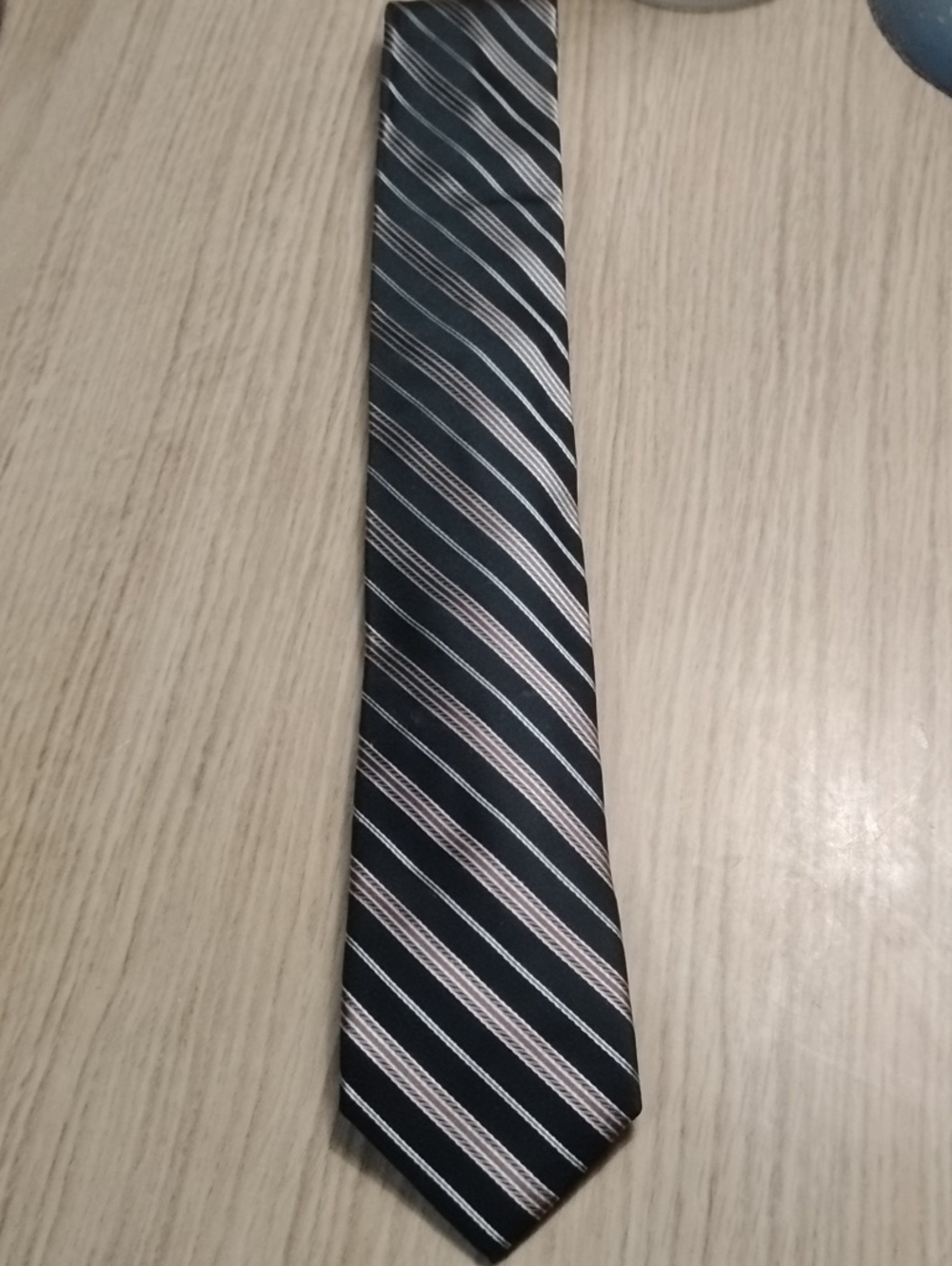 Claiborne Black Tie with Gold Diagonal Stripes